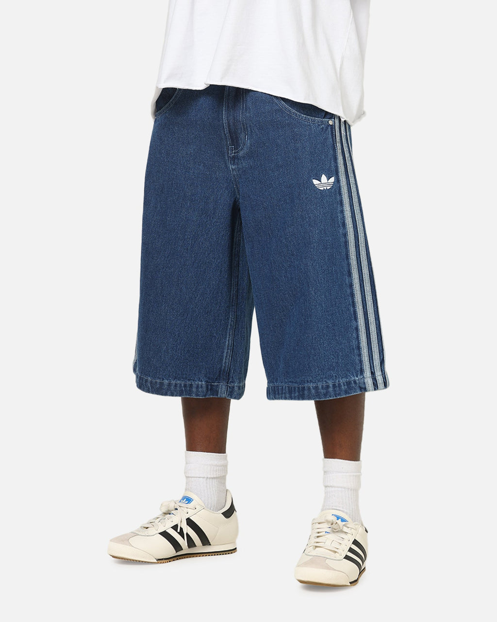 Adidas Firebird Denim Shorts Blue Denim