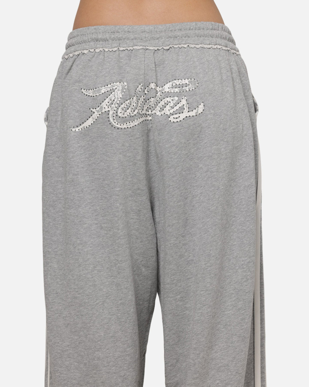 Adidas Women's Graphic Loose Sweat Pants Medium Grey Heather