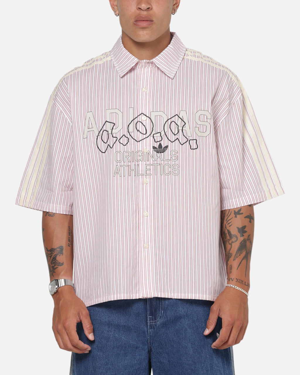 Adidas Originals Poplin AOA Button Up Shirt Red