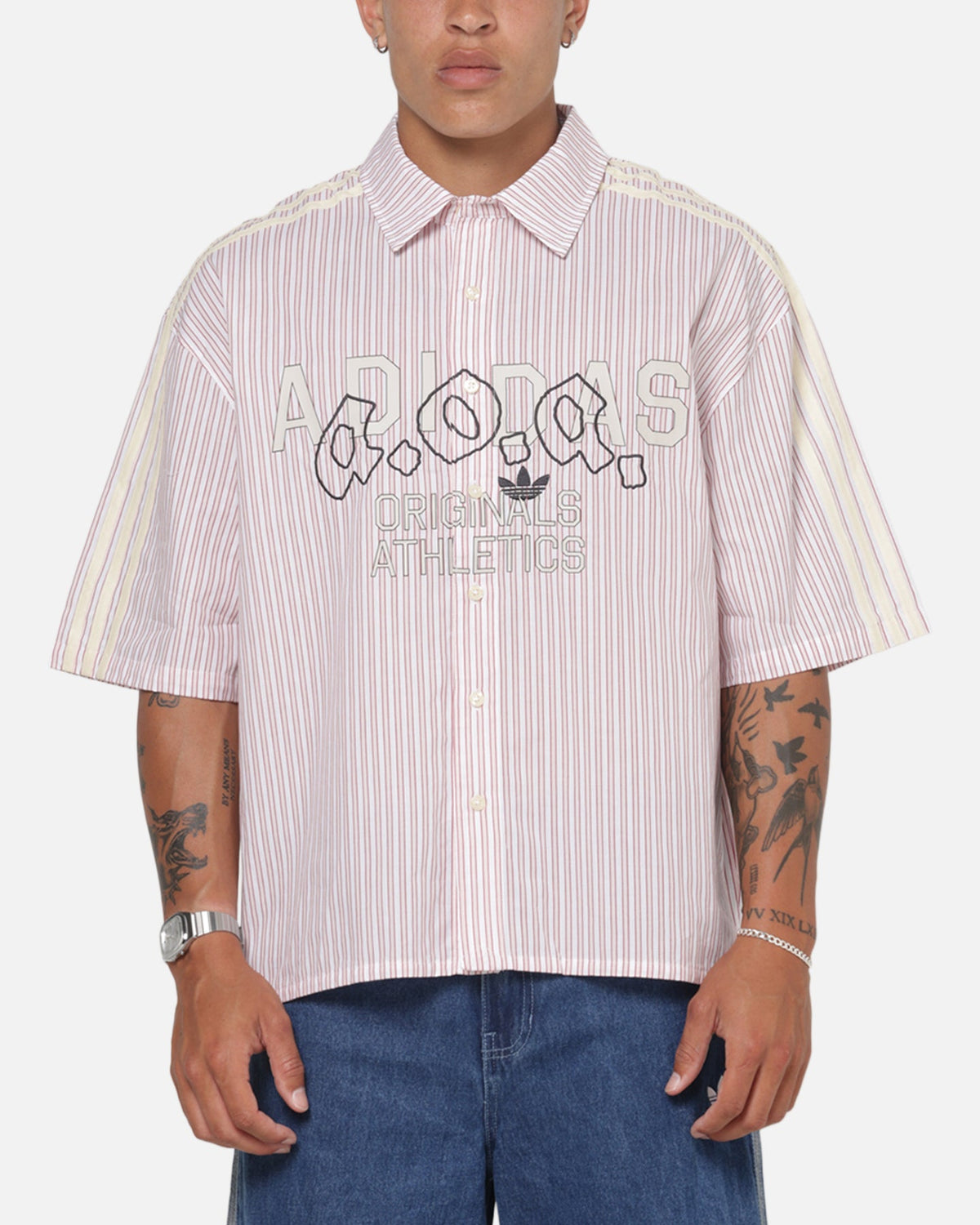 Adidas Originals Poplin AOA Button Up Shirt Red