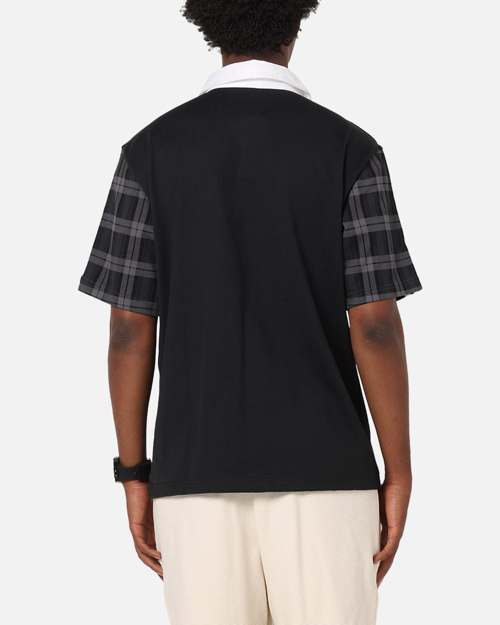 Adidas Tartan Regular Rugby Polo T-Shirt Black