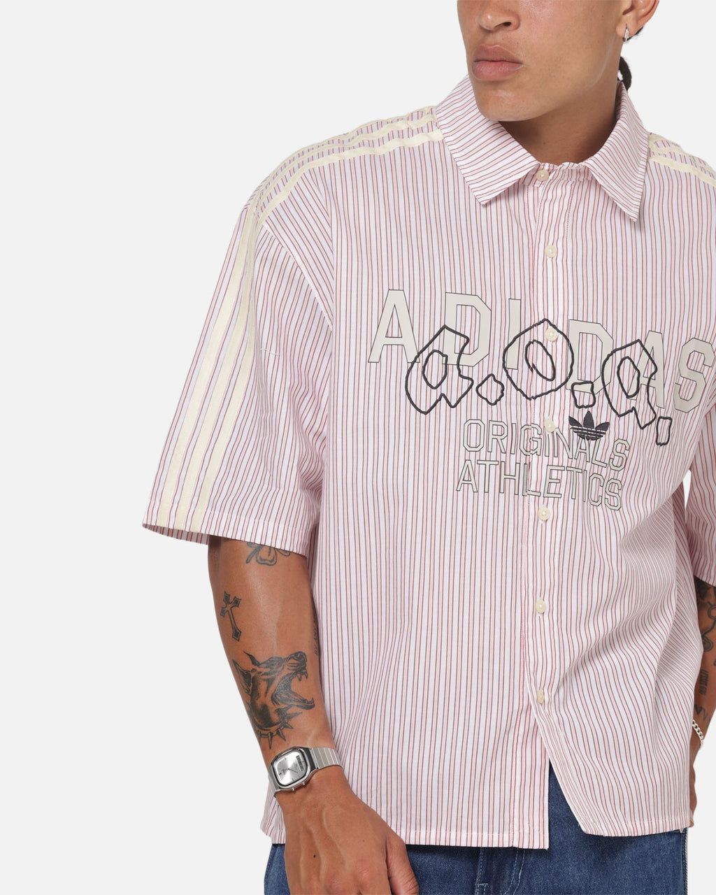 Adidas Originals Poplin AOA Button Up Shirt Red