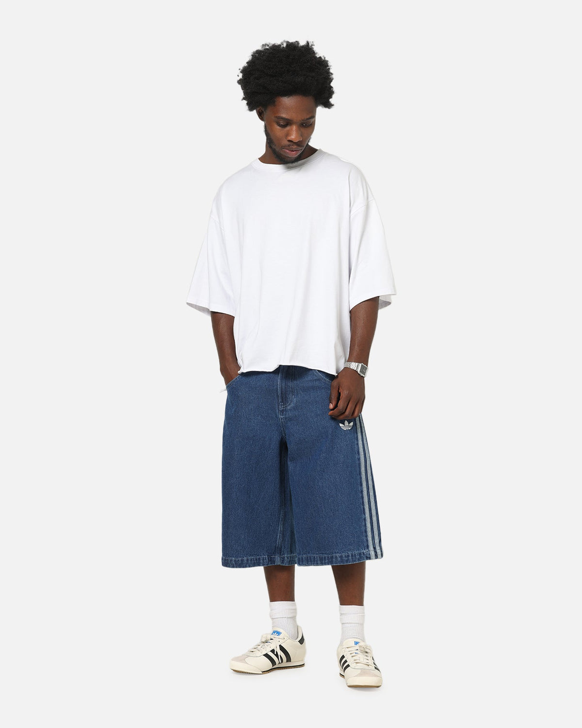 Adidas Firebird Denim Shorts Blue Denim