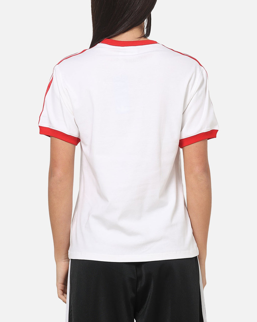 Adidas Women's 3 Stripe T-Shirt White/Red