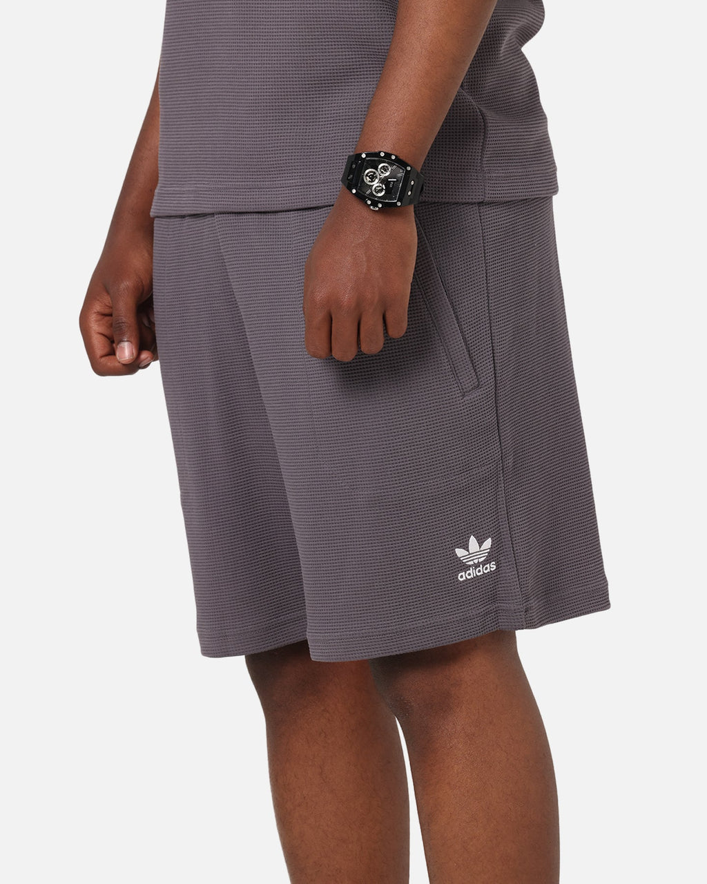 Adidas Trefoil Essentials Waffle Shorts Grey Strata