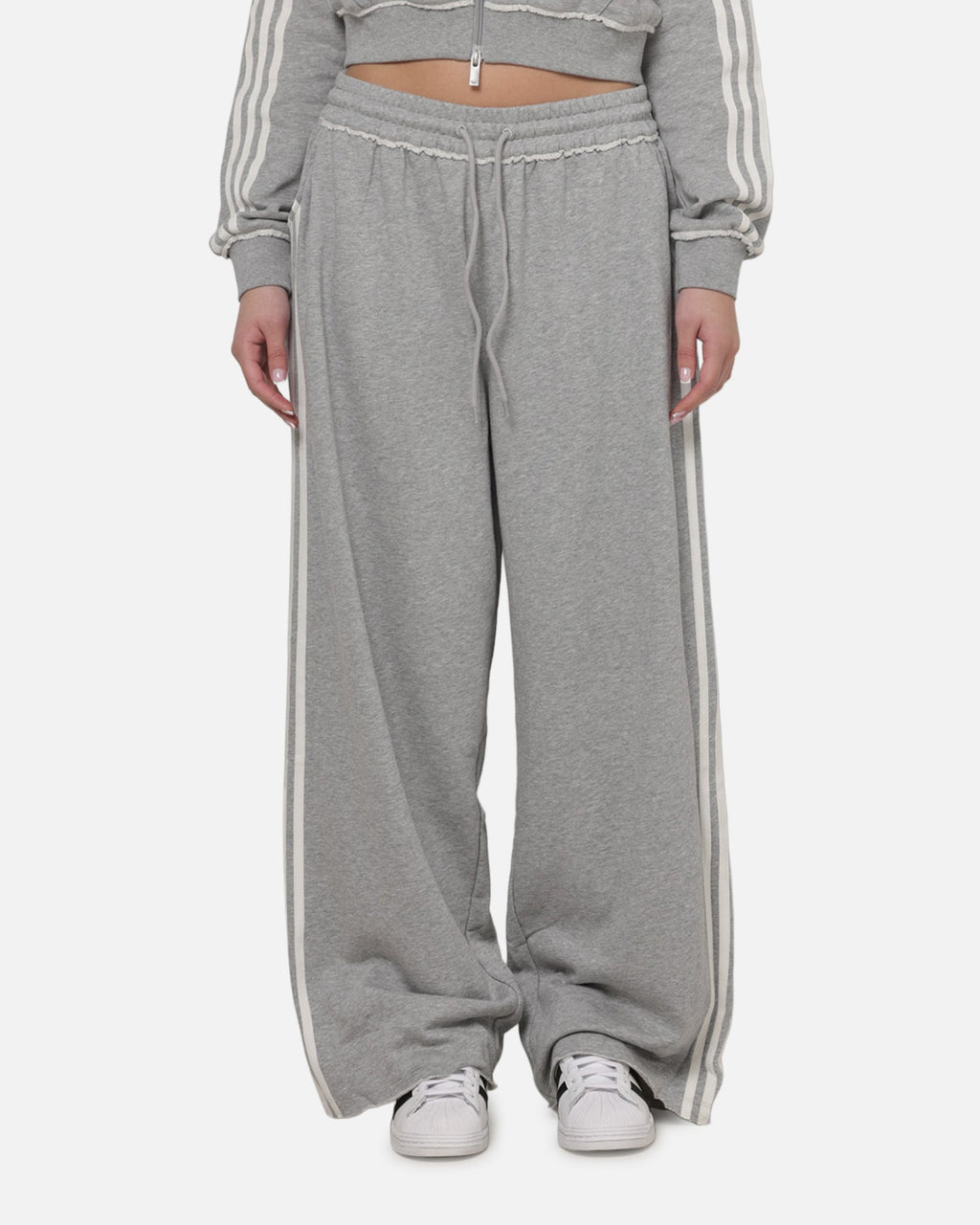 Adidas Women's Graphic Loose Sweat Pants Medium Grey Heather