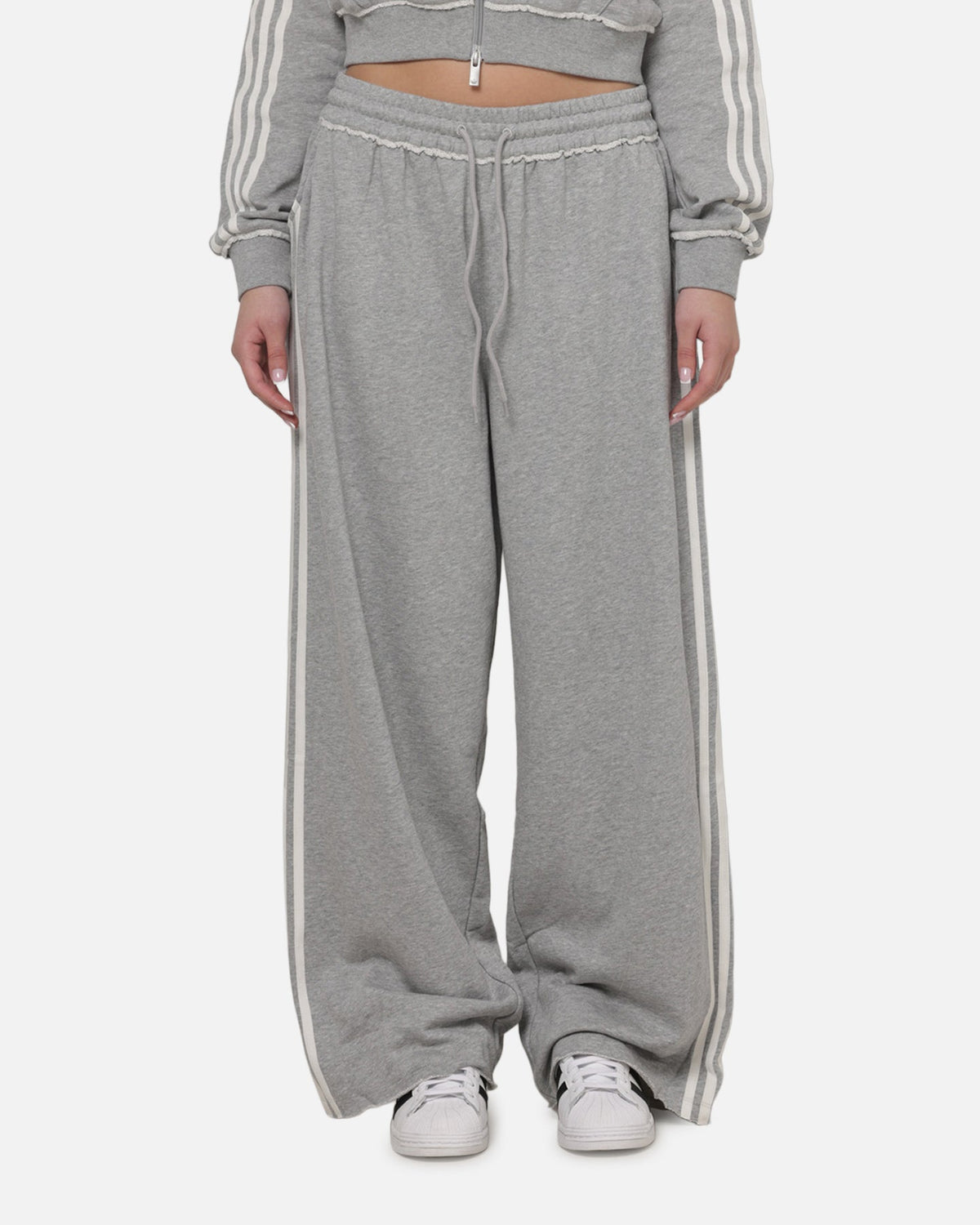 Adidas Women's Graphic Loose Sweat Pants Medium Grey Heather