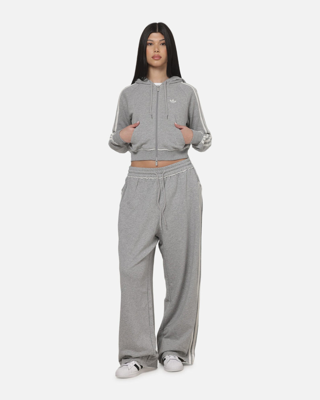 Adidas Women's Graphic Loose Sweat Pants Medium Grey Heather