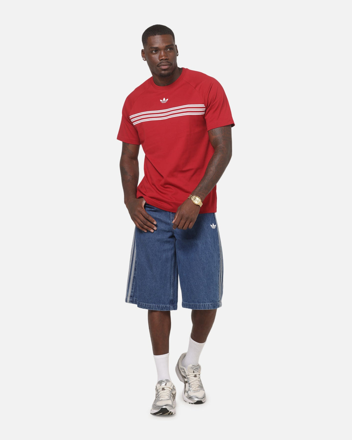 Adidas Chest Stripes 98 T-Shirt Red