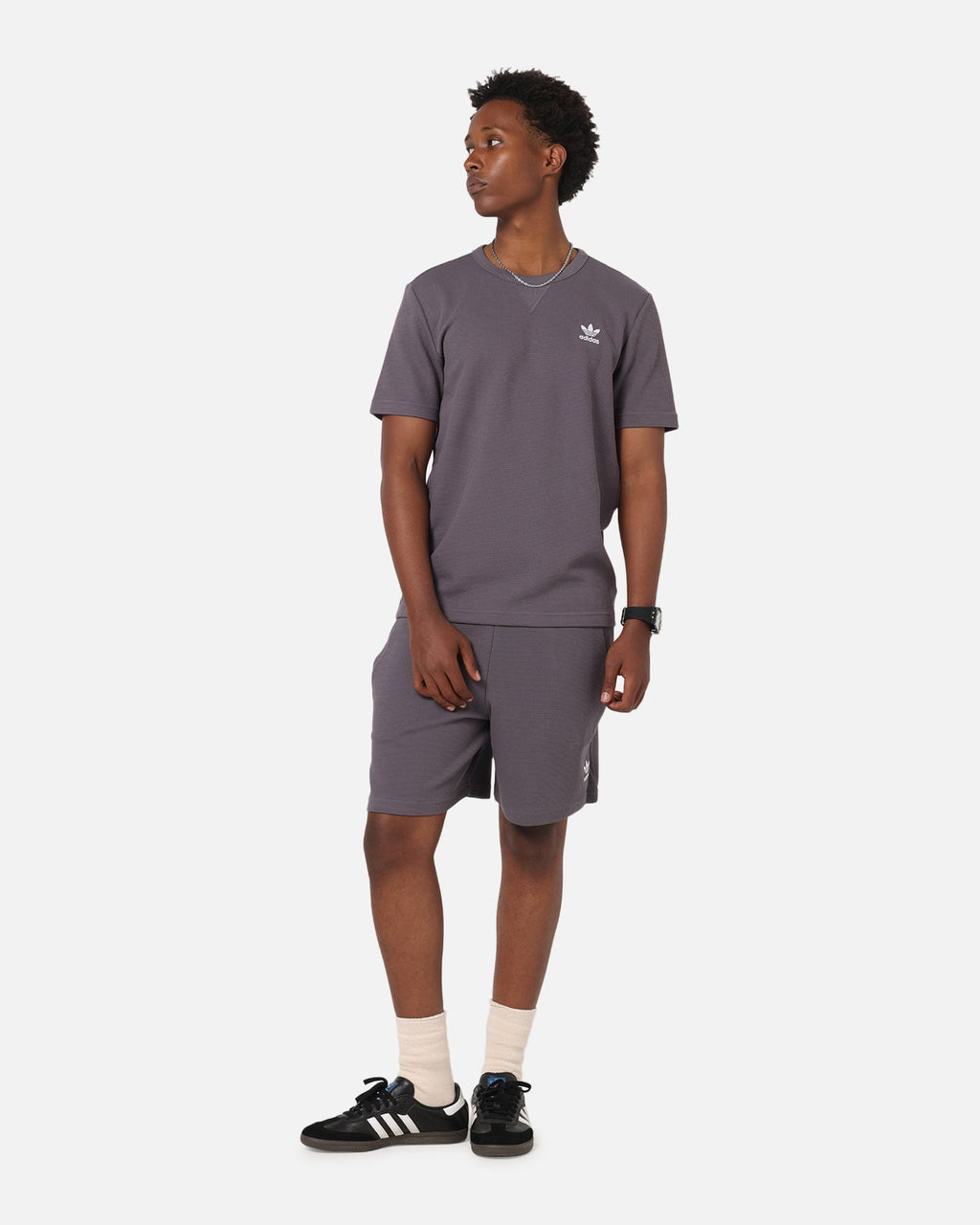Adidas Trefoil Essentials Waffle Shorts Grey Strata