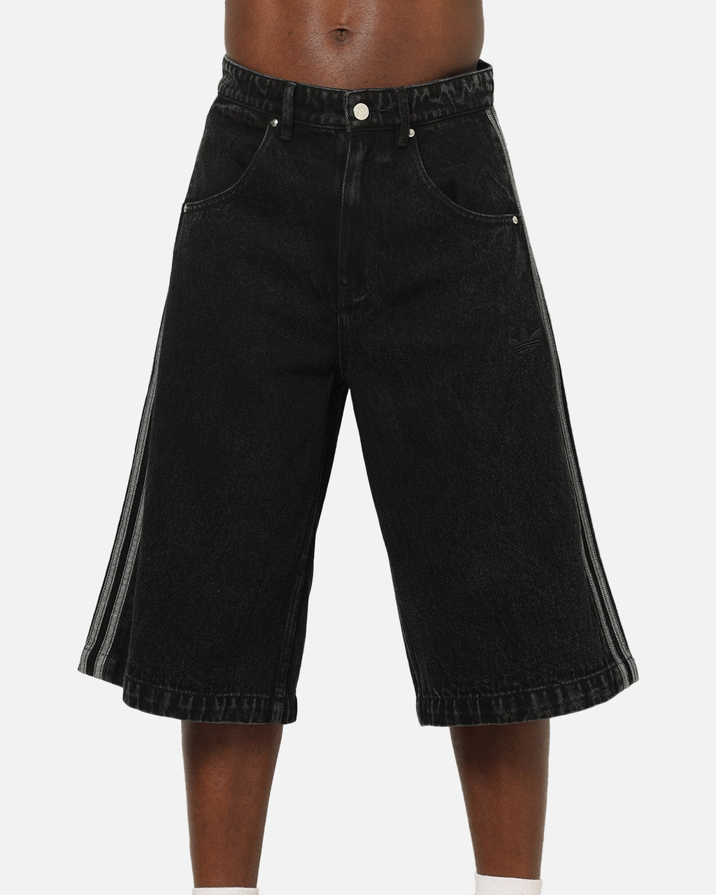 Adidas Firebird Denim Shorts Black Denim